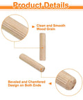 Fifty Pieces Wooden Dowel Pins Three Eighths Inch By One And Three Quarters Inches Grooved Fluted Dowels For Woodworking Furniture Making Craft Projects DIY, 3/8 x 1-3/4 in solid wood, beveled ends