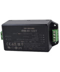 Heavy Duty 60W 12V 5A Industrial AC-DC Power Supply With Global Input 85-305VAC, 47-440Hz, Ultra Low Ripple, 2.5 Percent Regulation, A Real Workhorse for Export Machinery and Worldwide Electronics. Black metal AC-DC power supply with screw terminals and label