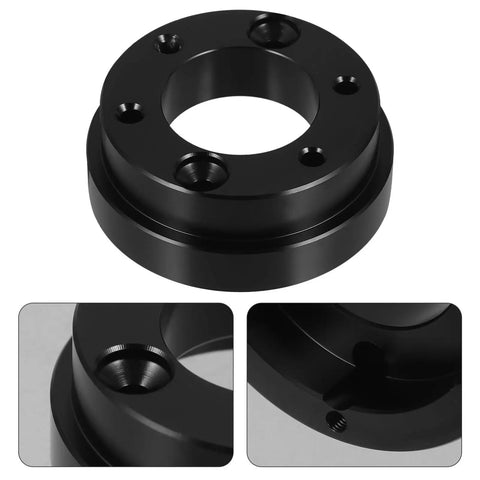 Racing Car Wheel Adapter Plate Riser Tool For Enhanced Control In Various Racing Cars in black, showing bolt holes and design details.