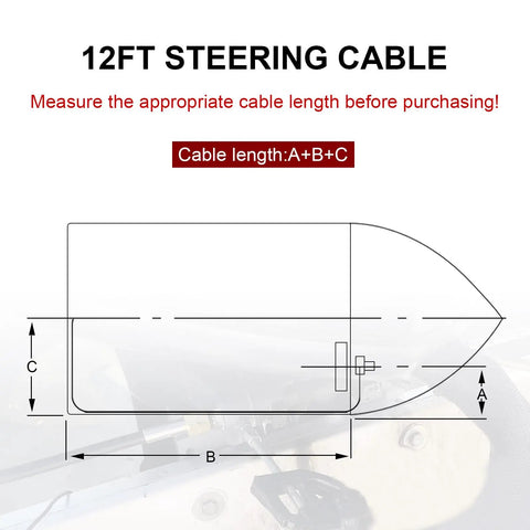 Diagram of 12ft Boat Steering Cable System Rotary Kit With 13.5 Inch Steering Wheel And Three Fourth Inch Tapered Shaft