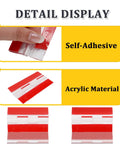 4 Pack Self-Adhesive Clear Acrylic Hinges 65x40mm Transparent Folding Plastic Hinges with red adhesive strip details
