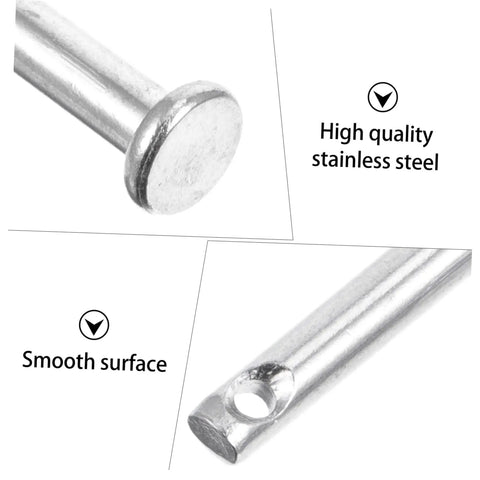 Close-up of Flat Single Hole Clevis Pin Set, 20 Piece Stainless Steel Locating Pins, showing smooth surface and high quality