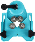 Top view of Pro Grade Adjustable Hole Saw Guide Jig with vacuum base, showcasing adjustment knobs and rollers for precise drilling.