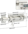 Built Tough Gate Latch Lock For Wooden Fence And Backyard Entry Featuring Brushed Nickel Stainless Steel Build Smooth Swing Motion And Easy Pull Handle detailed dimensions and design.