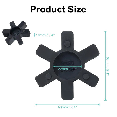 2pcs L090/L095 jaw coupling inserts, black NBR rubber for L-Jaw coupling; star-shaped center, 22mm bore