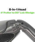 Close-up of Beast Adjustable Golf Club With Steel Travel Shaft 8 Loft Settings From 4 Degrees Putter To 60 Degree Lob Wedge