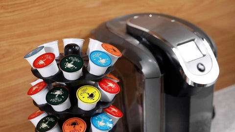 40 Pod Coffee Carousel Organizer For K Cup Pods Compatible With All Brands Five Tier Display Holds Eight Pods Per Tier