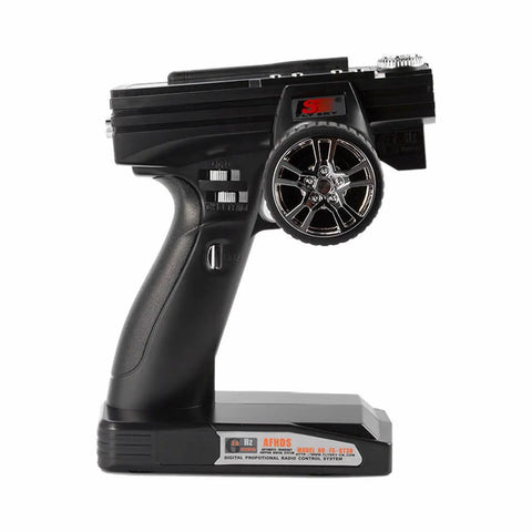 Three Channel Two Four GHz RC Transmitter With FS GR3E Receiver For Cars Boats Trucks And Crawlers AFHDS Digital System handle view
