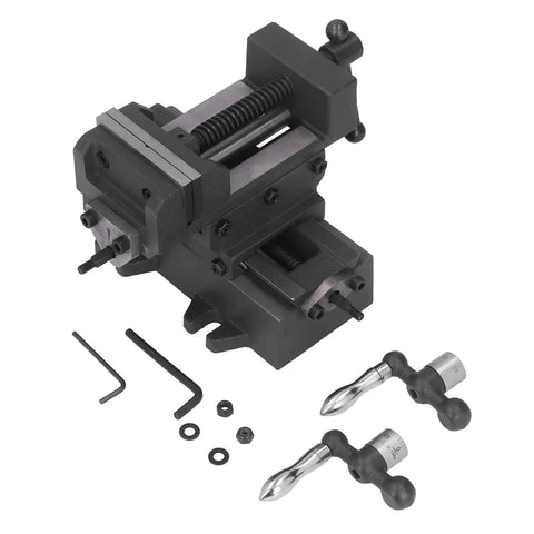 Saskate Cross Slide Machine Vise 3 Inch Cast Steel Bench Vise For Milling Drill Press With Precision Handwheel 01mm Increments