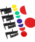 Professional Cabinet Scribing Jig Set With Tough Abs Construction For Seamless Toe Kick And Ceiling Filler Installation featuring ABS clamps and colorful templates.