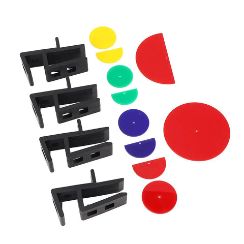 Professional Cabinet Scribing Jig Set With Tough Abs Construction For Seamless Toe Kick And Ceiling Filler Installation featuring ABS clamps and colorful templates.