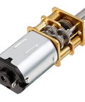 Close-up of 3V DC Metal Gear Motor 100 RPM Micro Gear Reduction Unit, showcasing compact size and metal gears.