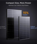 N Type 100W Solar Panel With 25 Percent Efficiency Monocrystalline PV Module For RV Van Marine And Off Grid 12V Systems shown smaller compared to a 100W P-Type panel