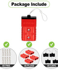 Heavy Duty Battery Quick Connect Disconnect Kit 175 Amp 12 To 36V 1/0 AWG Red 4 Pack For Winches Trailers And Electrical Equipment Fast Easy Power Connection And Disconnection, package contents