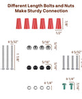 Different length bolts and nuts from Two Pack Universal Light Fixture Mount Brackets for secure connections during installation.