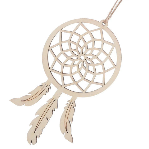 DIY Dream Catcher Kit With 50 Unfinished Wood Ornaments For Dope Boho Wall Hangings Make Your Own Rustic Dream Catchers For Bedroom Or Dorm Decor Easy Craft Supplies For Creative Home Decor Projects, unfinished wood dream catcher ornament with feathers