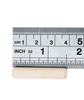 100 Pack Five Sixteenths Inch Wood Dowel Pins One And One Half Inch Straight Grooved Hardwood Dowel Pins next to ruler for size reference