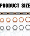 Oil Drain Plug Crush Washer Kit With 100 Pieces Aluminum And Copper Washers Universal Fit For M10 M12 M14 M16 M18 sizes
