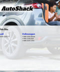Back of a Volkswagen vehicle with a family inside, promoting compatibility with Audi TT, Volkswagen Beetle, Golf, and Jetta models.