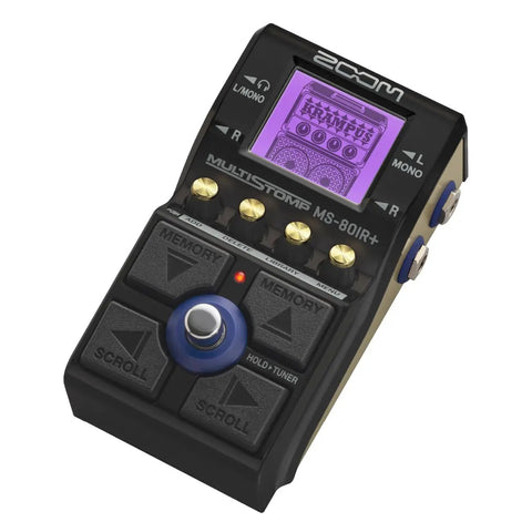 MS 80IR Plus MultiStomp Amp And Cabinet Modeler Pedal with 23 Amp Models, IR Loader and effects, top view with digital screen