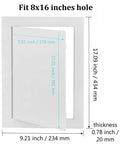 Heavy Duty ABS Plastic Access Panel For Drywall 8X16 Inch Wall Hatch Cover Door with dimensions for plumbing repair.
