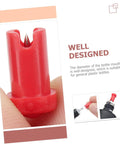 Close-up of red plastic eyelash glue nozzle pin designed to fit standard cosmetic bottles, part of 100 Pack Precision Eyelash Glue Bottle Nozzle Pins Anti Clog Plastic Tips.