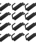 Black iron hooks in set of 12, suitable for Heavy Duty 15 Pack Slatwall Hooks For Garage Storage And Tool Organization.