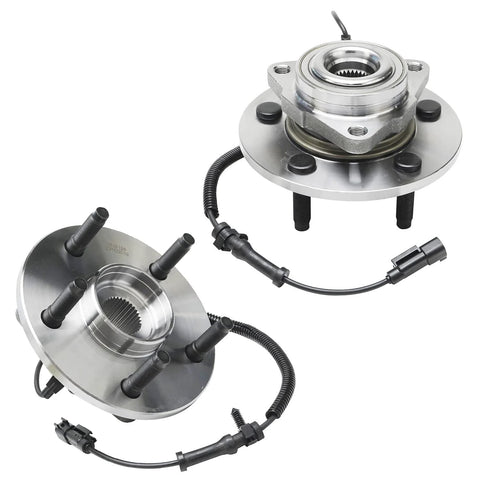 Front Wheel Bearing Hubs Kit With Outer Tie Rod Ends For 2009 2010 Dodge Ram 1500 And 2011 Ram 1500 5 Lug Models Includes 2 Hub Assemblies And 2 Outer Tie Rod Ends Replacement, showing two hub assemblies with wiring connections