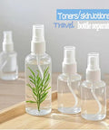 Must Have Travel Spray Bottle Set Clear Plastic Four Pack With Two 1oz And Two 1.7oz Bottles Plus Extra Nozzle Funnel And Labels Durable Clear Bottles
