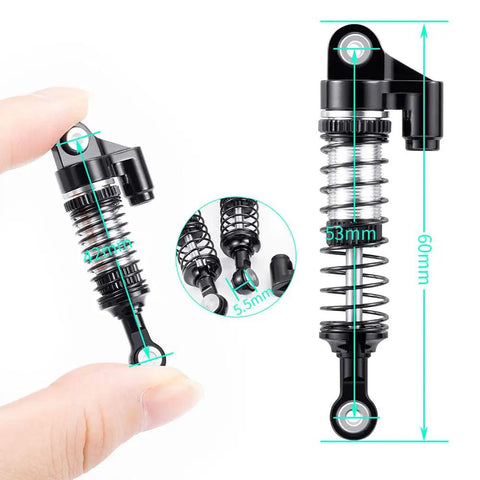 53mm Oil Shock Absorber Beefed Up Upgrade for Redcat Ascent One Eighteenth Scale and TRX4M RC Crawlers, black aluminum