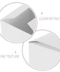Close-up of white buckle-bottom design on White Square Cardboard Boxes Set Of 10 Easy Assembly Packaging Boxes For Essential Oils Coffee Cups Candles And Gifts Giftable Multipurpose Small Business Packaging Supplies For Retail, showing clear details and fine texture.