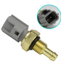 DOICOO coolant temperature sensor; brass threaded body and gray plastic 2-pin connector, side view.