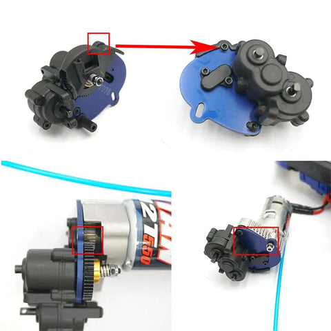 Rc Carbon Steel Spur Gear Set 48P 45T 48T 55T For One Sixteenth Traxxas Rally 4WD Summit VXL ERevo Slash Upgrade Part Gear Built Tough Lightweight High Wear Resistance Long Lasting Performance steel RC gear installed on 1/16 drivetrain and motor