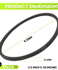4L-300 Drive Belt Replacement For 30 Inch Walk-Behind Edger Mower Go-To Belt For 30 Inch System Part 2058 Durable Easy Fit Reliable Performance For Smooth Operation And Long-Lasting Durability., black 1/2-inch x 30-inch drive belt, 9.35 in diagonal shown