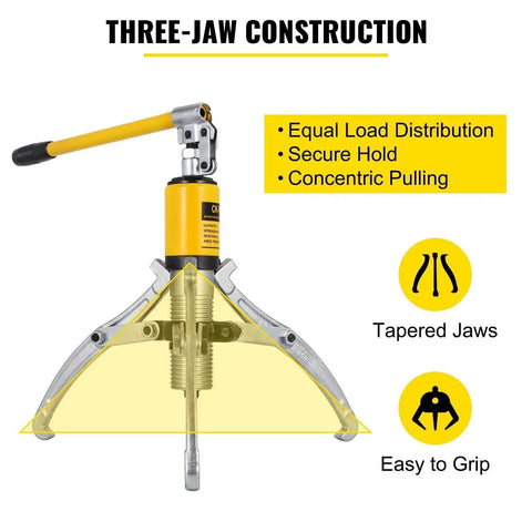 Hardcore 10 Ton Hydraulic Gear Puller 3 Jaw Bearing Puller Set Hub Separator displayed with tapered jaws and 3-jaw construction