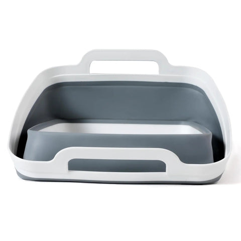 Collapsible Dish Basin With Drain Plug 2.4 Gal Foldable Sink For Kitchen RV Camping And Dorm Living Space Saving Dish Wash Tub Gray