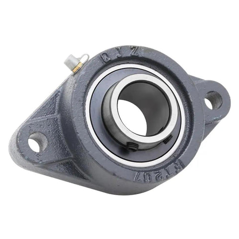 Two Pack Flange Mounted Cast Iron Bearing With 1 3 8 Inch Bore, Two Bolt Flange Style, UC20722 Compatible, Heavy Duty Machinery Bearing