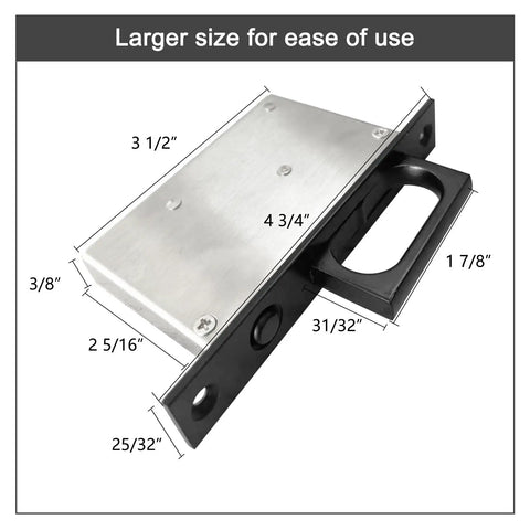 Pocket Door Edge Pull With Push Auto Bounce Switch Slick Brushed Nickel Black Finish Sliding Door Hardware Flush Hidden Handle Durable Stainless Steel Construction Easy Install And Smooth Operation, 4 3/4 in