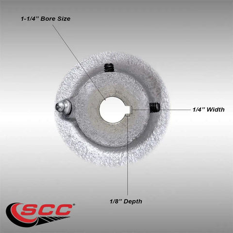 Heavy Duty 10 Inch By 3 Inch Rubber Tread Cast Iron Drive Wheel With 1 1 4 Inch Plain Bore And Two 5 16 Set Screws Built Solid To Roll Smooth On Tough Warehouse Floors Daily