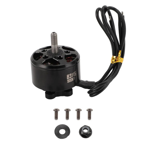 Beefy 900KV 12N14P Brushless Drone Motor For FPV Rigs With Aerospace Aluminum Construction, shown with installation hardware.