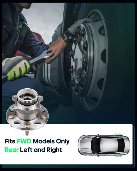 Mechanic installing Rear Wheel Bearing Hub Assembly 512437 Pair Fits Hyundai Azera 2011 2017 Sonata 2010 2014 Tucson with ABS 5 Lug