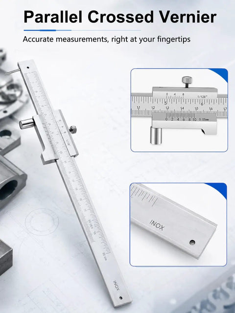 Metal Scribe Caliper Tool 0-200mm 0-8in Marking Gauge With Precise 0.05mm Resolution and 0.05mm Accuracy, lightweight stainless steel vernier caliper with scribe