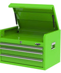 26 Inch Top Tool Chest With 3 Drawers And Lockable Lid, 18 Gauge Steel, Lime Green Finish, Heavy Duty Garage Storage Chest For Tools