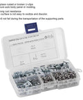Manganese Steel Self Tapping Screws Kit For Motor Vehicles, 200 Pieces, zinc coated rust resistant fixings in clear plastic box