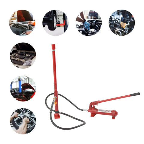 Heavy Duty 4 Ton Hydraulic Ram Auto Body Frame Repair Kit Featuring Beefy Lifting Power And Complete 15 Piece Gear Set Including Five Foot Oil Hose And Rugged Carry Case For Truck Shop Builds