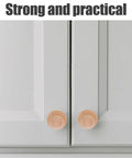 Top Shelf Unfinished Wood Drawer Pulls Ten Pack Round Mushroom Cabinet Knobs For Dresser Kitchen Cupboard on grey cabinets.