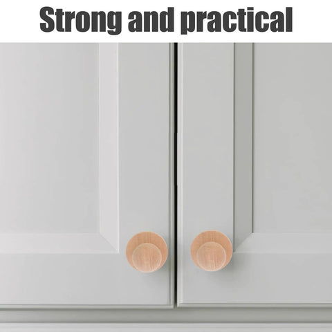 Top Shelf Unfinished Wood Drawer Pulls Ten Pack Round Mushroom Cabinet Knobs For Dresser Kitchen Cupboard on grey cabinets.