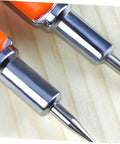Close-up of Premium Adjustable Scribing Compass For Fine Woodworkers Solid Zinc Alloy center marking tool on wood surface.