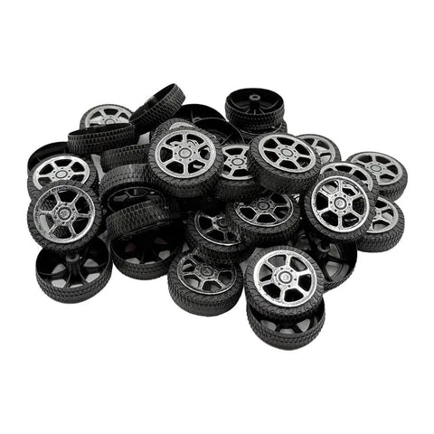 40 Piece Plastic Toy Wheels With Metal Shafts And Axles For RC Cars DIY Model Building Projects 28mm Wheel Diameter 2mm Shaft Hole 100mm Axles
