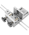 Three In One Dowel Jig Kit With Self Centering Dowel Jig, Drill Locator And Adjustable Drill, tool steel clamp board close-up